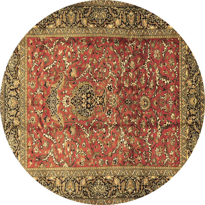 Round Machine Washable Persian Brown Traditional Rug, wshtr1210brn