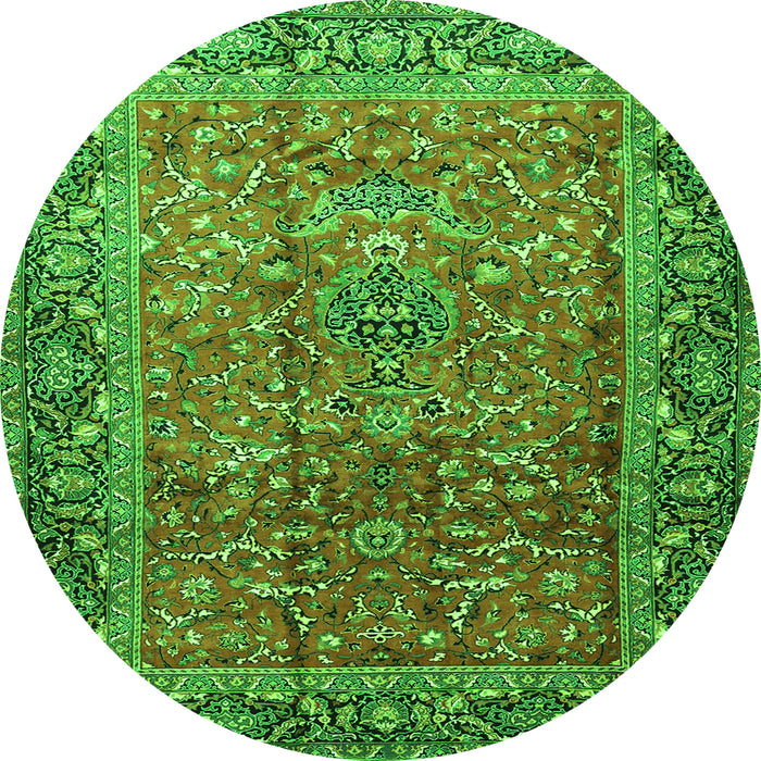 Square Persian Green Traditional Rug, tr1210grn
