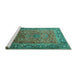 Sideview of Machine Washable Persian Turquoise Traditional Area Rugs, wshtr1210turq