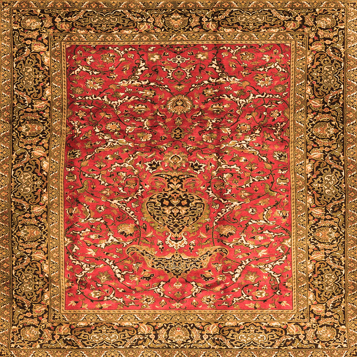 Round Machine Washable Persian Orange Traditional Area Rugs, wshtr1210org