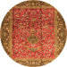 Machine Washable Persian Orange Traditional Area Rugs, wshtr1210org