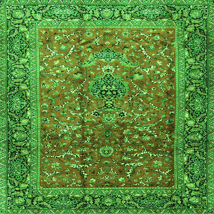 Round Machine Washable Persian Green Traditional Area Rugs, wshtr1210grn