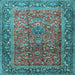 Square Machine Washable Persian Light Blue Traditional Rug, wshtr1210lblu