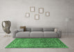 Machine Washable Persian Emerald Green Traditional Area Rugs in a Living Room,, wshtr1210emgrn