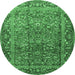 Round Machine Washable Persian Emerald Green Traditional Area Rugs, wshtr1210emgrn