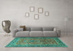 Machine Washable Persian Turquoise Traditional Area Rugs in a Living Room,, wshtr1210turq