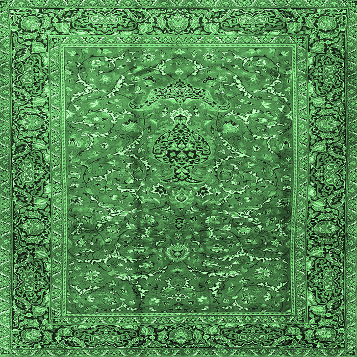Square Persian Emerald Green Traditional Rug, tr1210emgrn