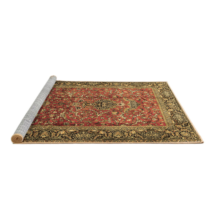 Sideview of Machine Washable Persian Brown Traditional Rug, wshtr1210brn