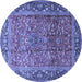 Round Machine Washable Persian Blue Traditional Rug, wshtr1210blu