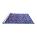 Sideview of Machine Washable Persian Blue Traditional Rug, wshtr1210blu