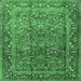 Square Machine Washable Persian Emerald Green Traditional Area Rugs, wshtr1210emgrn