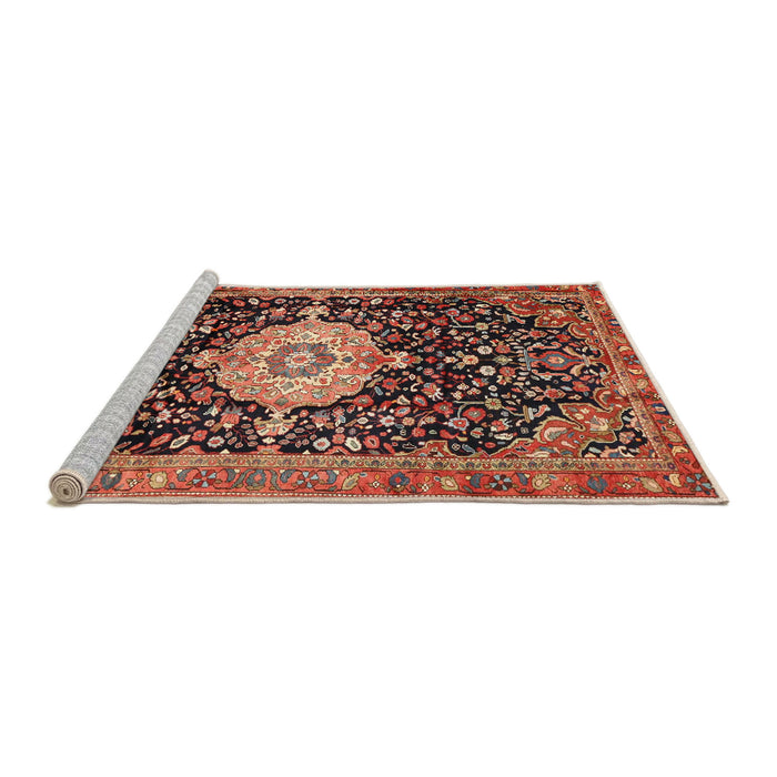 Sideview of Machine Washable Traditional Saffron Red Rug, wshtr1211