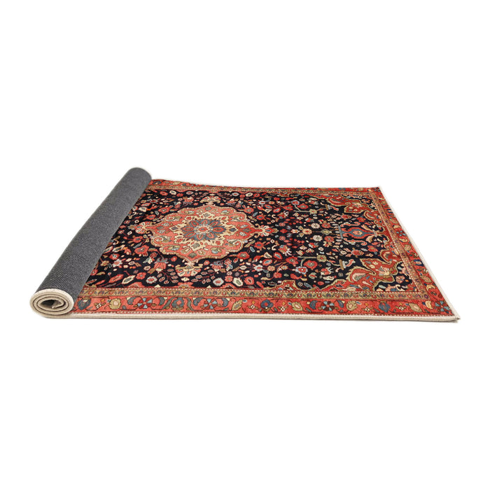 Sideview of Traditional Saffron Red Medallion Rug, tr1211