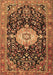 Machine Washable Medallion Brown Traditional Rug, wshtr1211brn