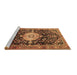 Sideview of Machine Washable Medallion Brown Traditional Rug, wshtr1211brn