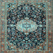 Square Medallion Light Blue Traditional Rug, tr1211lblu