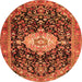 Square Medallion Orange Traditional Rug, tr1211org