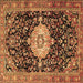 Square Medallion Brown Traditional Rug, tr1211brn