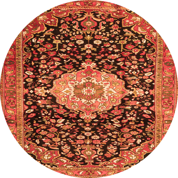 Machine Washable Medallion Orange Traditional Area Rugs, wshtr1211org