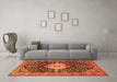 Machine Washable Medallion Orange Traditional Area Rugs in a Living Room, wshtr1211org