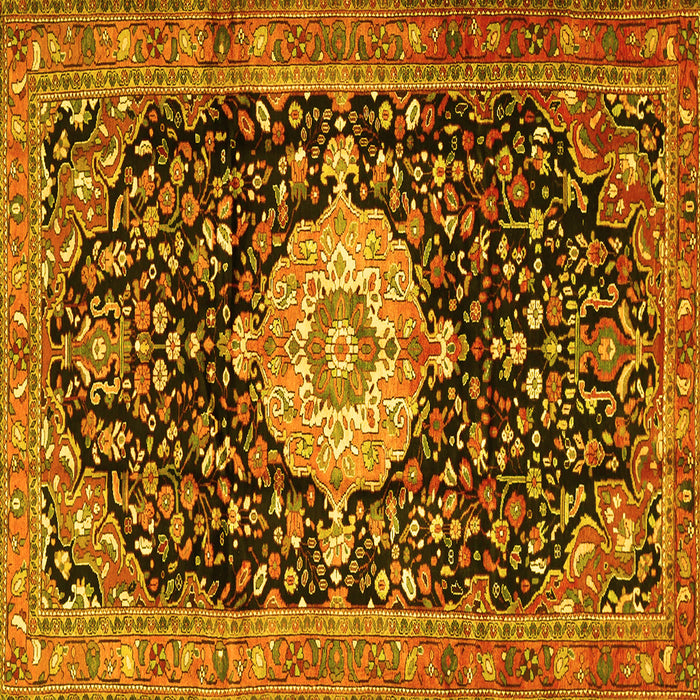 Square Medallion Yellow Traditional Rug, tr1211yw