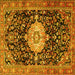 Square Medallion Yellow Traditional Rug, tr1211yw