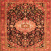 Round Machine Washable Medallion Orange Traditional Area Rugs, wshtr1211org