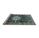 Sideview of Machine Washable Medallion Light Blue Traditional Rug, wshtr1211lblu