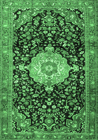 Medallion Emerald Green Traditional Rug, tr1211emgrn