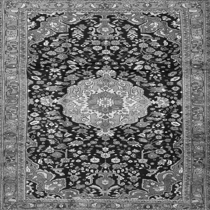 Round Machine Washable Medallion Gray Traditional Rug, wshtr1211gry