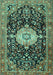 Machine Washable Medallion Turquoise Traditional Area Rugs, wshtr1211turq