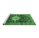 Sideview of Machine Washable Medallion Emerald Green Traditional Area Rugs, wshtr1211emgrn