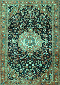 Medallion Turquoise Traditional Rug, tr1211turq