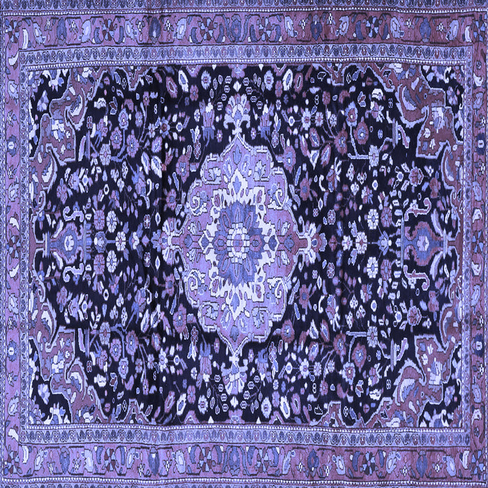 Square Machine Washable Medallion Blue Traditional Rug, wshtr1211blu