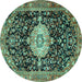 Round Medallion Turquoise Traditional Rug, tr1211turq