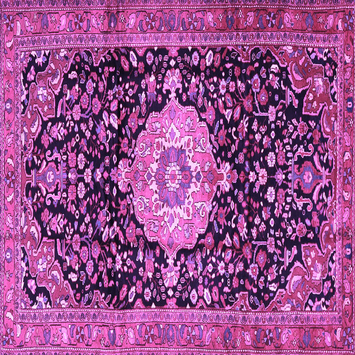 Square Machine Washable Medallion Purple Traditional Area Rugs, wshtr1211pur