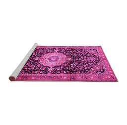 Sideview of Machine Washable Medallion Pink Traditional Rug, wshtr1211pnk