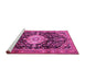 Sideview of Machine Washable Medallion Pink Traditional Rug, wshtr1211pnk