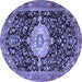 Round Medallion Blue Traditional Rug, tr1211blu