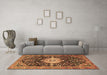 Machine Washable Medallion Brown Traditional Rug in a Living Room,, wshtr1211brn