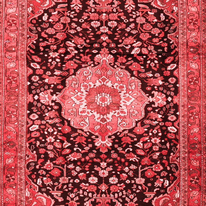 Machine Washable Medallion Red Traditional Rug, wshtr1211red