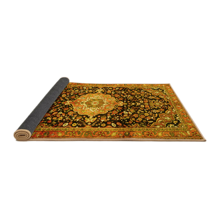 Sideview of Medallion Yellow Traditional Rug, tr1211yw
