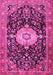 Machine Washable Medallion Pink Traditional Rug, wshtr1211pnk