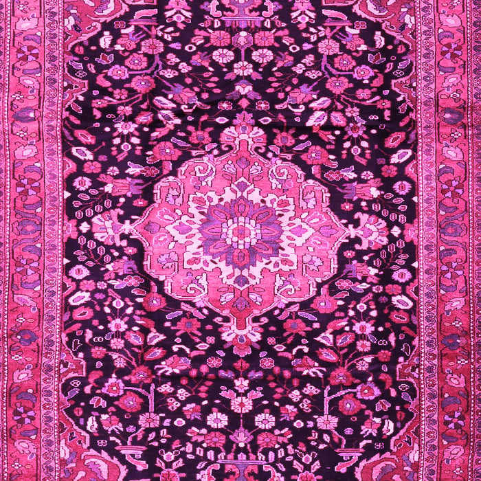 Machine Washable Medallion Pink Traditional Rug, wshtr1211pnk