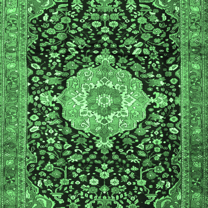 Machine Washable Medallion Emerald Green Traditional Area Rugs, wshtr1211emgrn