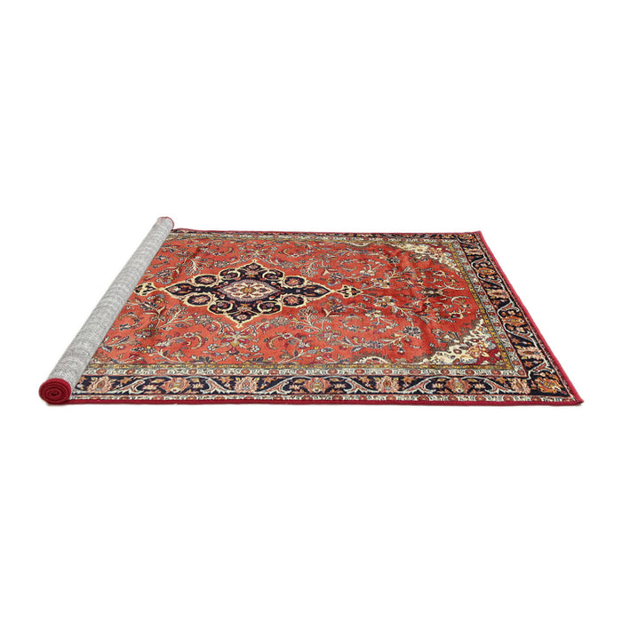 Sideview of Machine Washable Traditional Fire Brick Red Rug, wshtr1212
