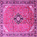 Square Machine Washable Medallion Pink Traditional Rug, wshtr1212pnk