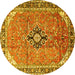 Round Medallion Yellow Traditional Rug, tr1212yw