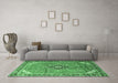 Machine Washable Medallion Emerald Green Traditional Area Rugs in a Living Room,, wshtr1212emgrn