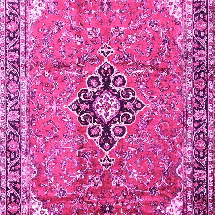 Machine Washable Medallion Pink Traditional Rug, wshtr1212pnk